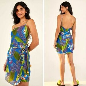 FARM Rio Blue and Green Mini Dress